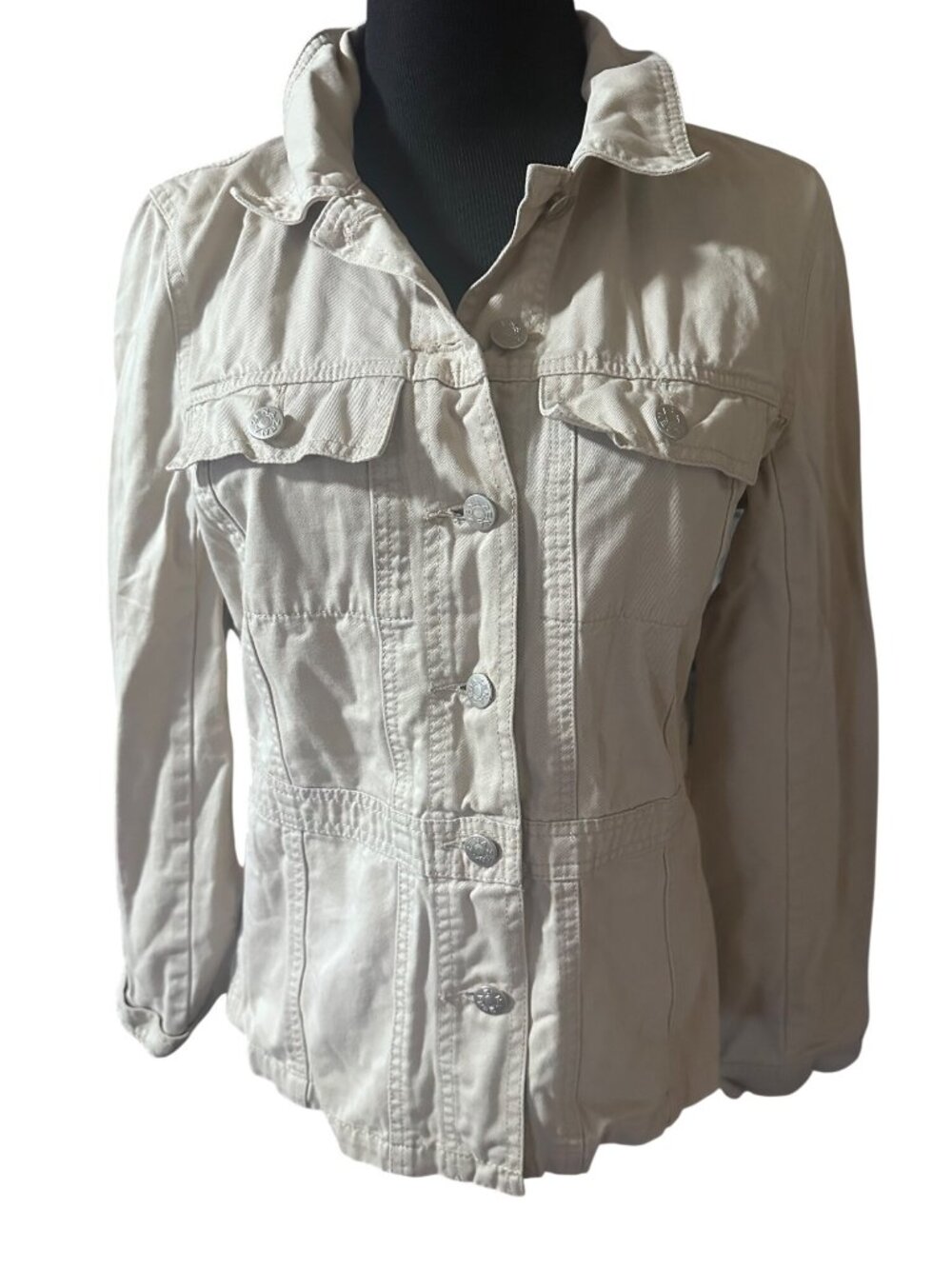 Zena Jeans tan 100% cotton button up jacket size M